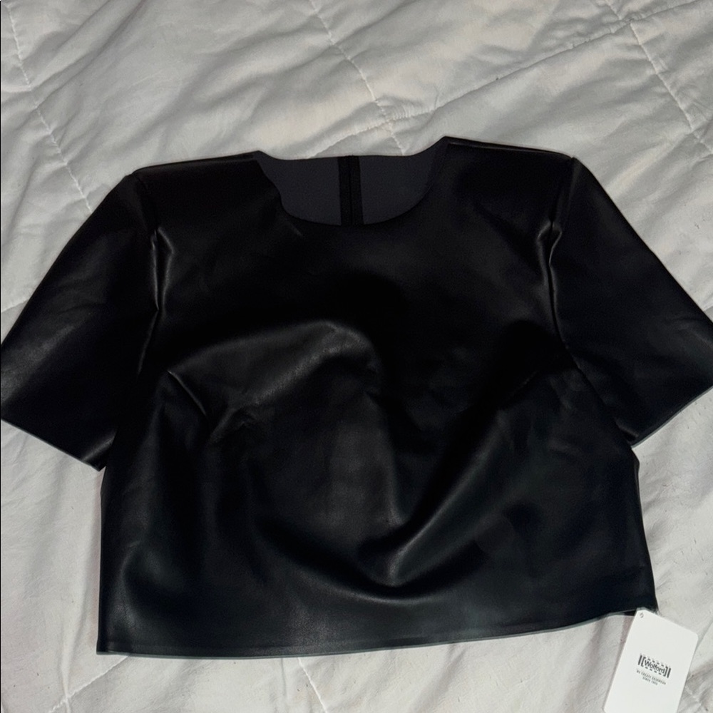 NET Wolford veagan leather short sleeve top size 38